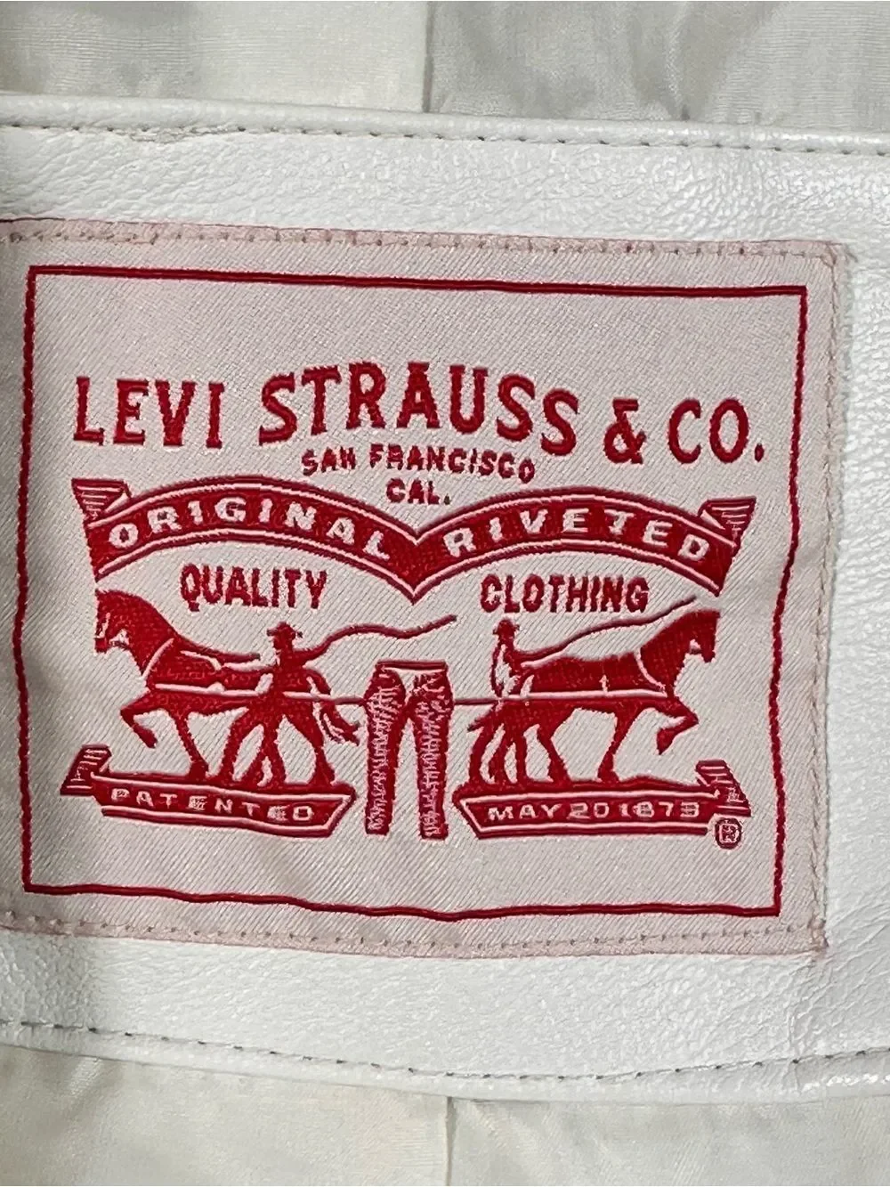 Levi's White Women's Biker faux  Leather Jacket with Belt